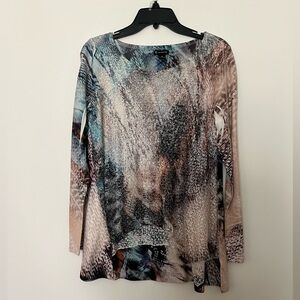 New Directions Women’s long sleeve lace front overlay top, size M